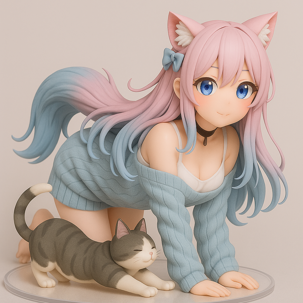 中野三玖とユムルが共演するPVCフィギュア風アート｜五等分の花嫁ファンアート