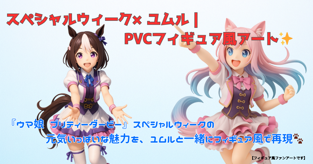 『ウマ娘 プリティーダービー』スペシャルウィーク×ユムルのPVCフィギュア風AIアート（アイキャッチ）