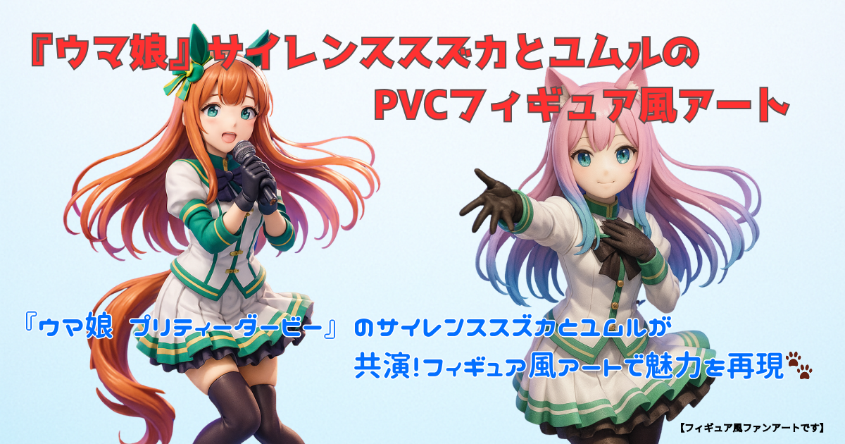 『ウマ娘』サイレンススズカとユムルのPVCフィギュア風アート